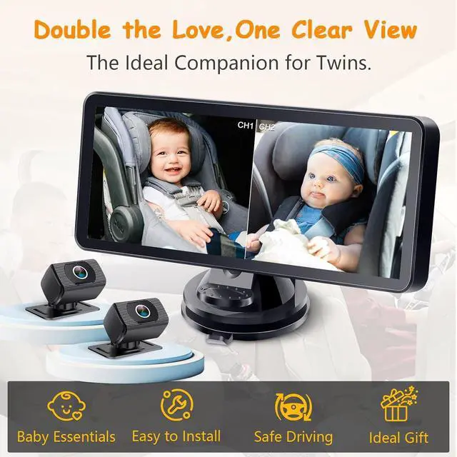 Alt view image 2 of 7 - 2-Kids Baby Car Camera for Seat: 6.9 Inch Ultrawide Display with Two Cameras Rear Facing - USB Powered Backseat Camera HD 1080P Easy to Install