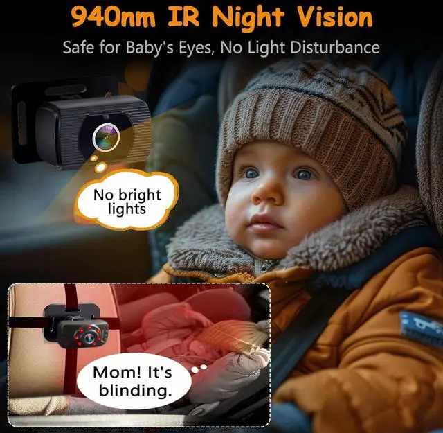Alt view image 4 of 7 - 2-Kids Baby Car Camera for Seat: 6.9 Inch Ultrawide Display with Two Cameras Rear Facing - USB Powered Backseat Camera HD 1080P Easy to Install