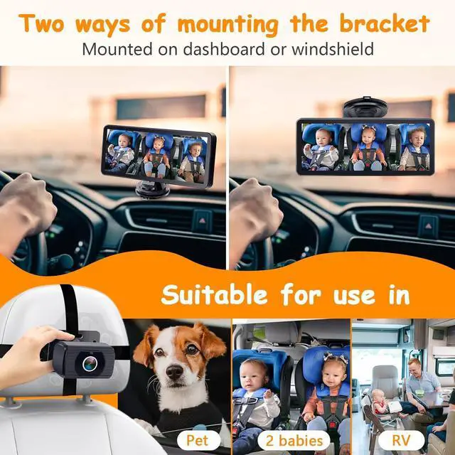 Alt view image 6 of 7 - 2-Kids Baby Car Camera for Seat: 6.9 Inch Ultrawide Display with Two Cameras Rear Facing - USB Powered Backseat Camera HD 1080P Easy to Install