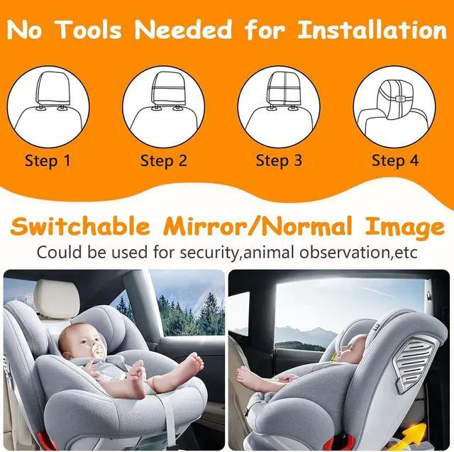 Alt view image 7 of 7 - 2-Kids Baby Car Camera for Seat: 6.9 Inch Ultrawide Display with Two Cameras Rear Facing - USB Powered Backseat Camera HD 1080P Easy to Install