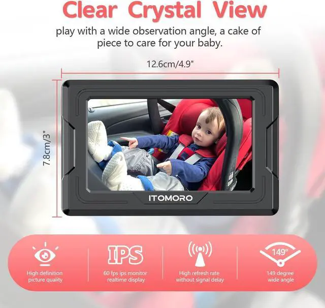 Alt view image 4 of 7 - Baby Car Camera HD 1080P Dual-Channel Display Car Baby Camera with 2 IR Night Vision Camera, Easily Install 4.3'' Car Camera for Baby with Crystal Clear Wide View for Rear Facing Seat