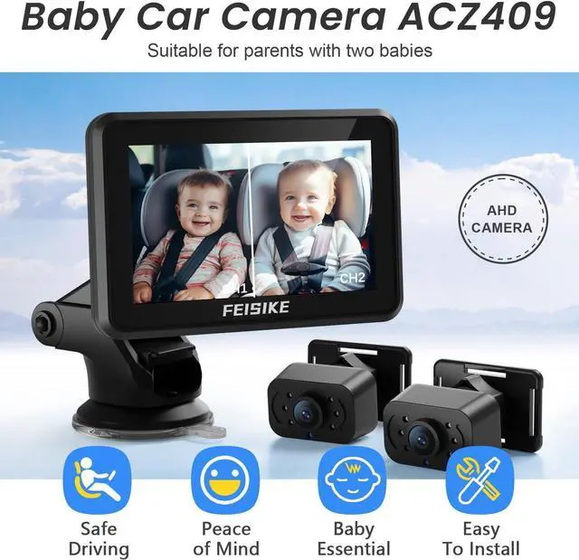 Alt view image 2 of 6 - Baby Car Camera, 1080P Dual-Channel 5 inch Display Baby Car Mirror with 2 IR Night Vision Camera, Easily Install Car Camera for Baby with Crystal Clear Wide View for Rear Facing Seat