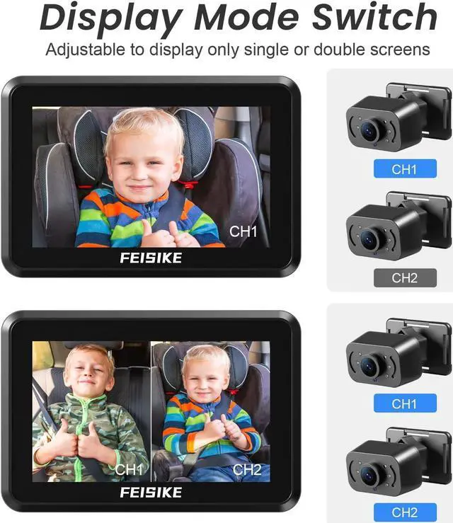 Alt view image 5 of 6 - Baby Car Camera, 1080P Dual-Channel 5 inch Display Baby Car Mirror with 2 IR Night Vision Camera, Easily Install Car Camera for Baby with Crystal Clear Wide View for Rear Facing Seat