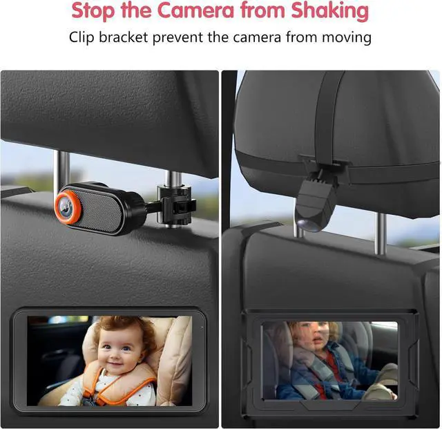 Alt view image 4 of 6 - Car Camera for Baby, 5.2 1080P Baby Car Camera with Night Vision, 360°Rotating Adjustable Car Baby Camera with Wired, Crystal Clear View for Back Seat Rear Facing (BM2)