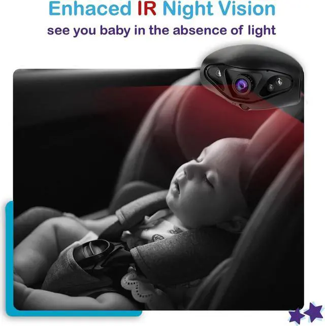 Alt view image 2 of 5 - Ella Baby Car Camera: 5'' 1080P Mirror Monitor with IR Night Vision, Wide-Angle Lens, Easy 5-Minute Installation, Crystal Clear View for Back Seat Rear-Facing, Perfect for Parents' Peace of Mind