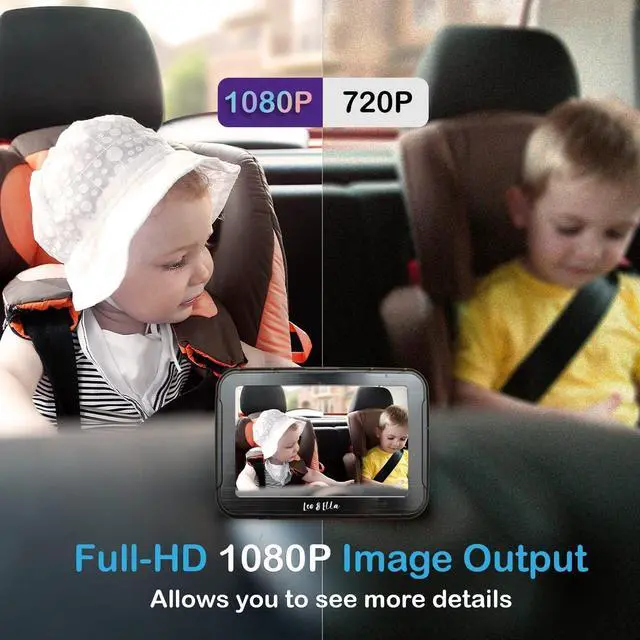 Alt view image 4 of 5 - Ella Baby Car Camera: 5'' 1080P Mirror Monitor with IR Night Vision, Wide-Angle Lens, Easy 5-Minute Installation, Crystal Clear View for Back Seat Rear-Facing, Perfect for Parents' Peace of Mind