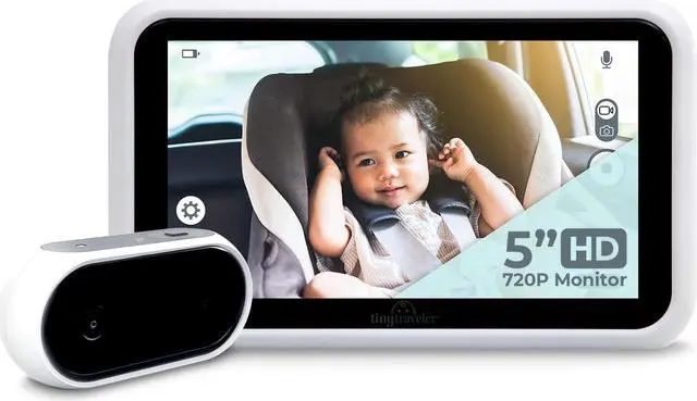 Main image of Traveler Baby Monitor - Tiny Basic Kit (TT002) - Baby Car Monitor Camera with Sound, Auto Night Vision HD 720p 5" Touchscreen LCD Monitor, Rear Facing Car Seat Camera, White