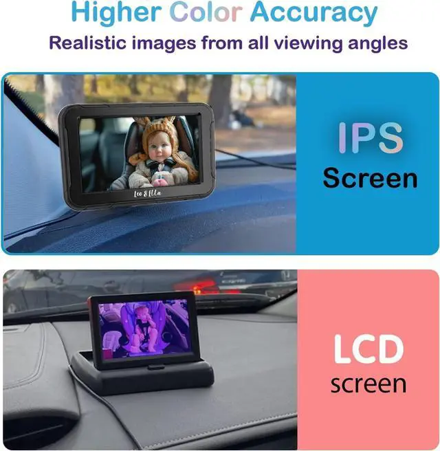 Alt view image 3 of 5 - Ella Baby Car Camera: 5'' 1080P Mirror Monitor with IR Night Vision, Wide-Angle Lens, Easy 5-Minute Installation, Crystal Clear View for Back Seat Rear-Facing, Perfect for Parents' Peace of Mind
