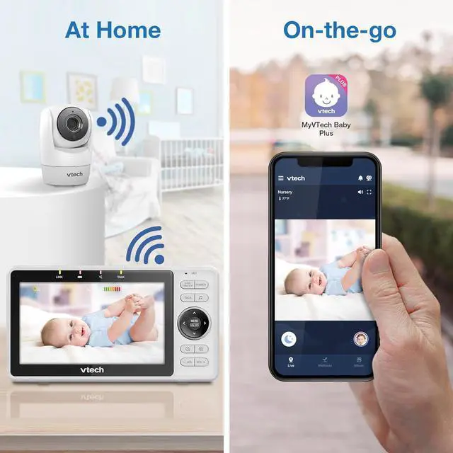 Alt view image 4 of 7 - Upgraded Smart WiFi Baby Monitor VM901, 5-inch 720p Display, 1080p Camera, HD NightVision, Fully Remote Pan Tilt Zoom, 2-Way Talk, Free Smart Phone App, Works with iOS, Android