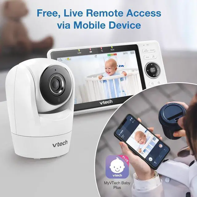 Alt view image 7 of 7 - Upgraded Smart WiFi Baby Monitor VM901, 5-inch 720p Display, 1080p Camera, HD NightVision, Fully Remote Pan Tilt Zoom, 2-Way Talk, Free Smart Phone App, Works with iOS, Android