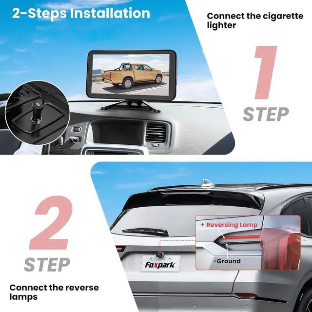 Alt view image 4 of 7 - Wireless Backup Camera for Trucks 4.8 Inch: HD 1080P Easy Install 2 Channels Back Up Camera Systems, Stable Digital Signal Night Vision Wide Angle Rear View Camera for Car Pickup Van SUV - Foxpark W11