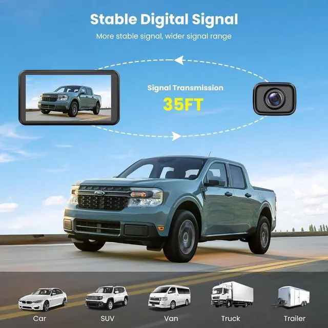 Alt view image 3 of 7 - Wireless Backup Camera for Trucks 4.8 Inch: HD 1080P Easy Install 2 Channels Back Up Camera Systems, Stable Digital Signal Night Vision Wide Angle Rear View Camera for Car Pickup Van SUV - Foxpark W11