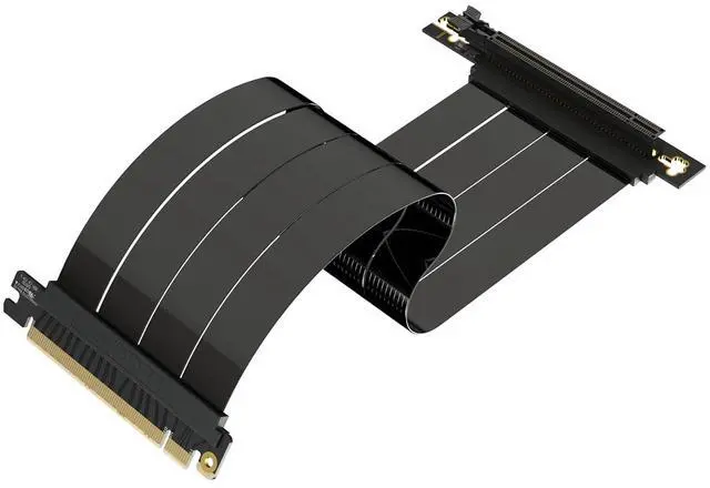 Main image of AVA5 PCIE 5.0 Riser Cable | Future Proof for Gen 5 GPU Vertical Mount | x16 128GB/s Speed | Compatible with PCIe 4.0 & WRX80/WRX90E | Right Angle, Black 30cm