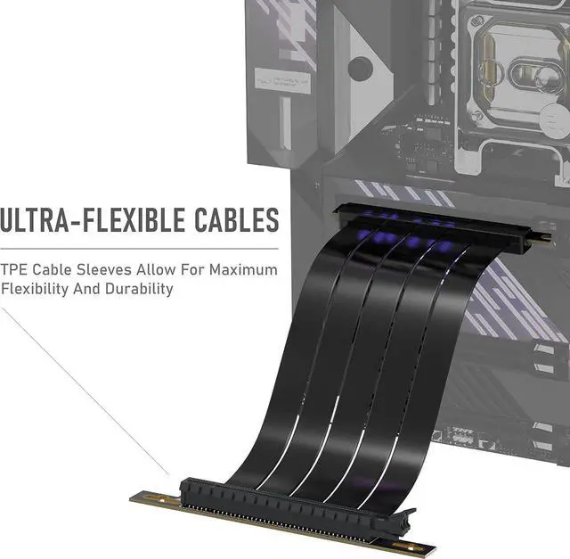 Alt view image 2 of 7 - PCIE Gen 4 16x Extreme Flexible, High Speed Riser Cable PCI Express 4.0 Port GPU Extension Card-Right Angle Connector [7.87in/20cm]