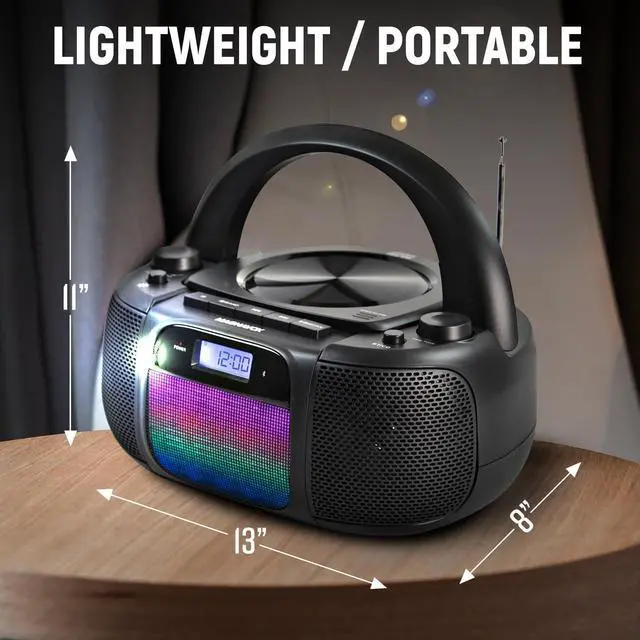 Alt view image 6 of 7 - MD6972 Portable Top Loading CD Boombox with Digital AM/FM Stereo Radio, Color Changing Lights, and Bluetooth Wireless Technology | CD-R/CD-RW Compatible | LCD Display |