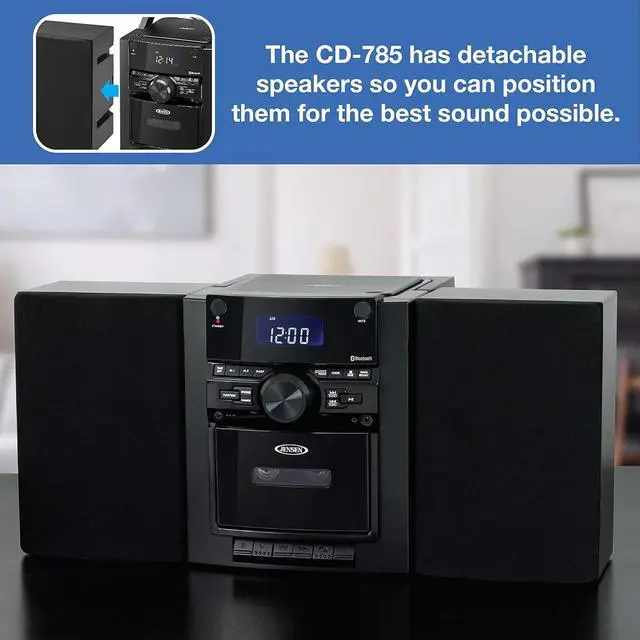 Alt view image 7 of 7 - Portable Stereo Bluetooth CD Music System with Cassette and Digital AM/FM Radio