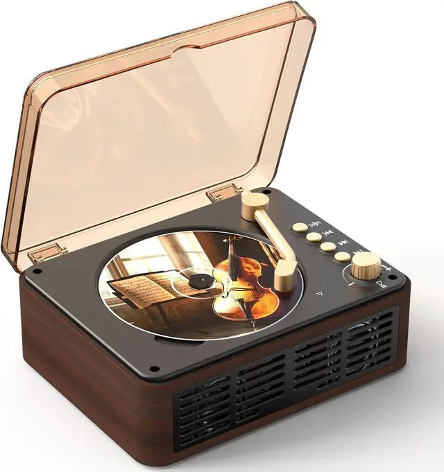 Main image of Portable CD Player Bluetooth with Speakers - Lehwey Desktop CD Players for Home, Built-in Dual Stereo Speakers, FM Radio, Repeat, Remote Control, Supports USB/AUX/Type-C, Retro Gift, for Kids, Brown