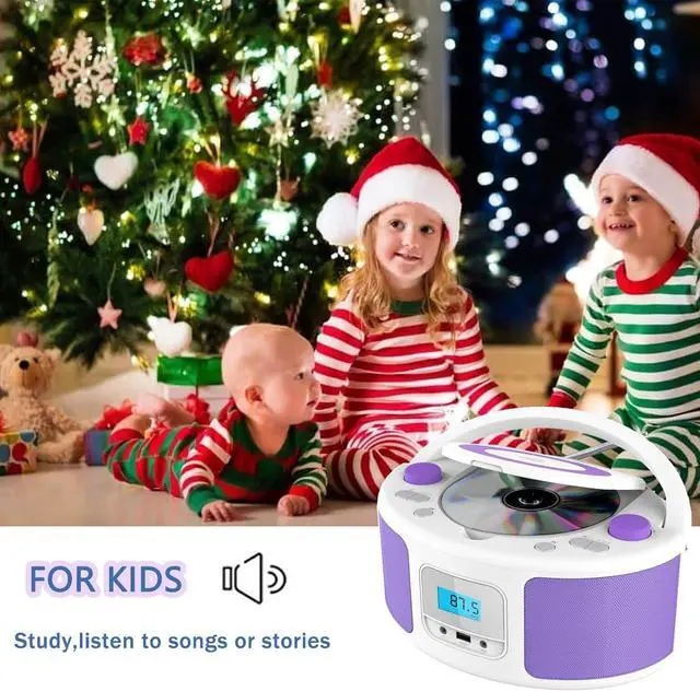 Alt view image 4 of 7 - CD Radio Portable CD Player Boombox with Bluetooth,FM Radio,Remote Control,USB Input and 3.5mm AUX Headphone Jack,CD-R/CD-RW/MP3/WMA Playback,AC/Battery Powered(WTB-791Purple)