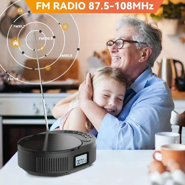 Alt view image 5 of 7 - CD Player Portable,MONODEAL Boombox CD Player with Bluetooth Transmitter,FM Radio & Bluetooth Speaker 2 in 1 Combo,Portable CD Player for Car/Home with Remote Control,Headphone Jack,Support AUX/USB