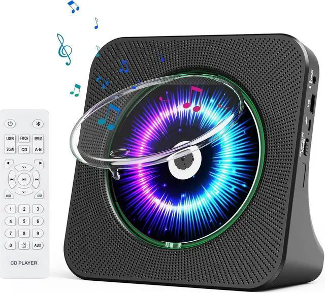 Main image of CD Player Portable Bluetooth Desktop 4000mAh Rechargeable CD Player for Home CD Player with Timer HiFi Speakers Dust Cover LCD Screen Display FM Radio Type-c 3.5mm AUX Jack Remote Control