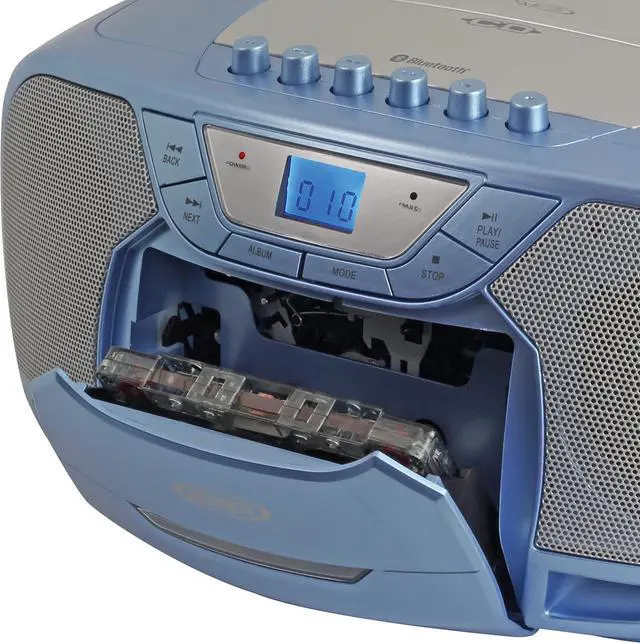 Alt view image 4 of 5 - CD-590-BL CD-590 1-Watt Portable Stereo CD and Cassette Player/Recorder with AM/FM Radio and Bluetooth (Blue)