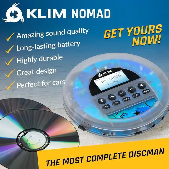 Alt view image 2 of 7 - Nomad Transparent - New 2024 - Portable CD Player Walkman with Long-Lasting Battery - Includes Headphones - Radio FM - MP3 CD Player Portable - TF Card Radio FM Bluetooth - Ideal for Cars