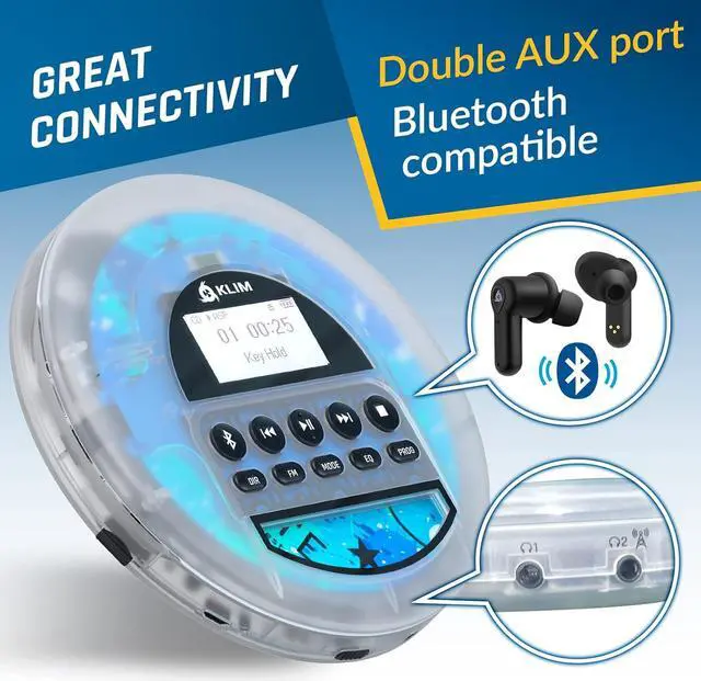 Alt view image 7 of 7 - Nomad Transparent - New 2024 - Portable CD Player Walkman with Long-Lasting Battery - Includes Headphones - Radio FM - MP3 CD Player Portable - TF Card Radio FM Bluetooth - Ideal for Cars