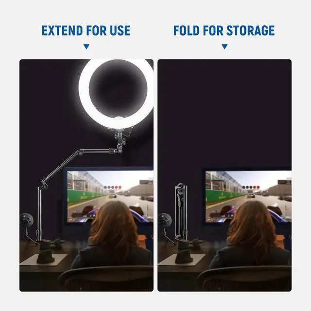 Alt view image 6 of 7 - Flexible Overhead Camera Mount Desk Stand with Phone Holder, 35.4" Aluminum Alloy Articulating Webcam Stand Arm with C Clamp, Tabletop Mount for Ring Light Camera Smartphone Projector, ST3A