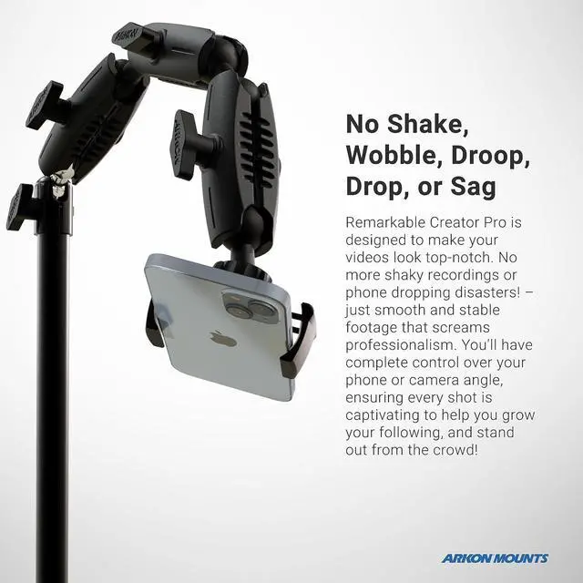 Alt view image 2 of 7 - Mounts Phone Holder Full Kit - Adjustable Overhead Arm Cell Phone Table Top Stand and Tablet Mount with Ring Light - Professional Holders for Horizontal or Vertical Filming