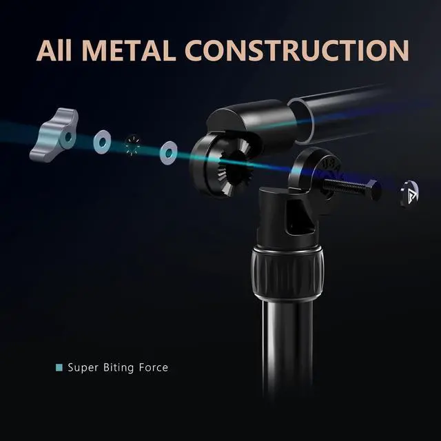 Alt view image 3 of 7 - All MetalDesktop Magic Arm, Overhead Camera Desk Mount, Table Light Stand with 1/4 Ball Head, 3/8" & 5/8" Adapter, C Clamp, Retractable Boom Arm for DSLR, Webcam, Microphone, Projector DMA01