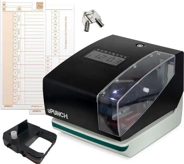 Main image of CR1000 Digital Time Clock and Date Stamp for Small Business: Complete Employee Time Tracking System with 50 Time Cards, Ribbon & Keys