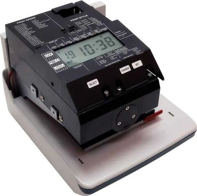 Alt view image 6 of 7 - CR1000 Digital Time Clock and Date Stamp for Small Business: Complete Employee Time Tracking System with 50 Time Cards, Ribbon & Keys