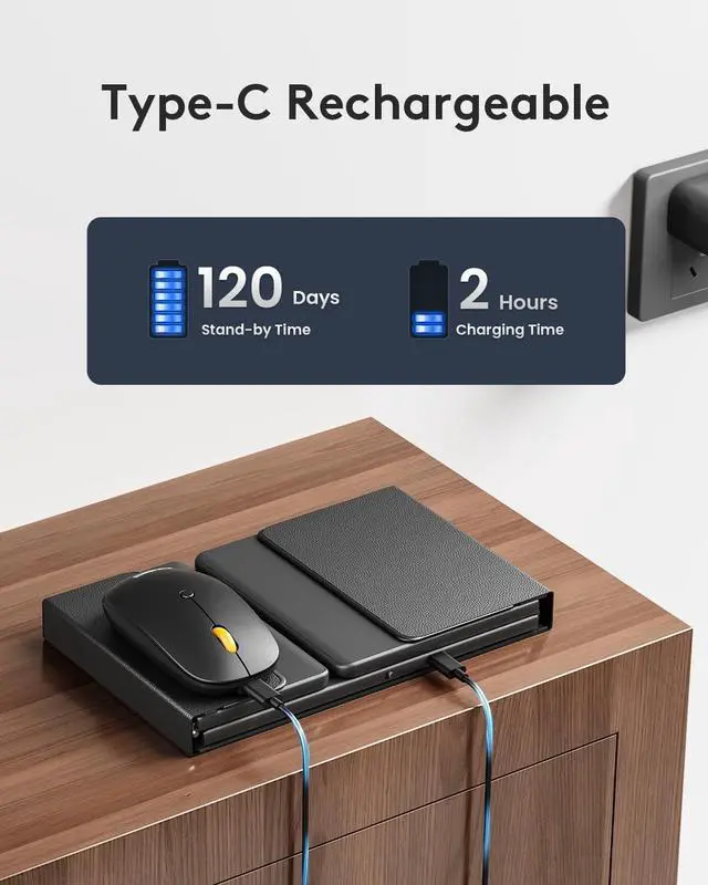 Alt view image 7 of 7 - Foldable Keyboard and Mouse, Samsers Folding Bluetooth Keyboard Mouse Combo, 2.4G + BT5.0 x 2, Full-Size Portable Travel Keyboard & USB-C Rechargeable Wireless Mouse for iOS Android Windows Mac OS