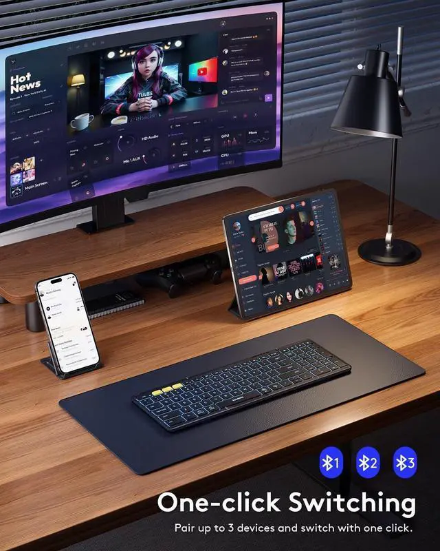 Alt view image 2 of 7 - Foldable Bluetooth Keyboard with Numeric Keypad, Samsers Full-Size Wireless Folding Keyboard with Backlight, Portable Travel Keyboard for iOS Android Windows Mac OS, Support 3 Device(BT5.1 x 3), Black