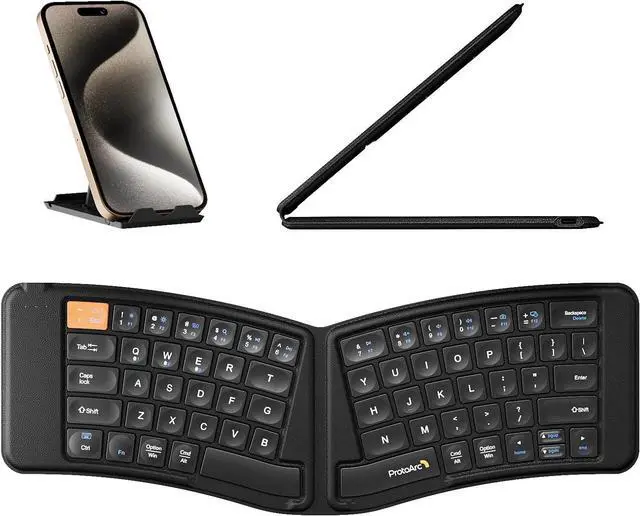 Main image of Ergonomic Foldable Keyboard, XK03 Split Folding Bluetooth Keyboard, Ultra Slim Travel Keyboard, Portable Bluetooth Keyboard for iPad, iPhone, Tablet, Laptop, PC