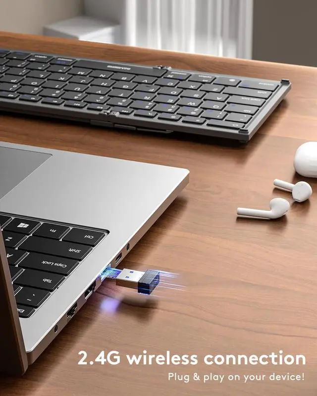 Alt view image 3 of 7 - Foldable Bluetooth Keyboard with Touchpad, Full-Size Dual-Mode Wireless Folding, Rechargeable Portable Travel for iOS Android Windows Mac OS, Support 4 Device(BT5.1x3 + 2.4G)