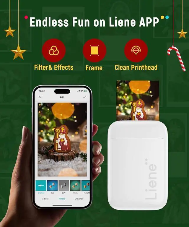 Alt view image 4 of 7 - 2x3 Photo Printer, Mini Photo Printer w/ 5 Zink Adhesive Photo Paper, Bluetooth 5.0, Compatible w/iOS & Android, Portable Color Mono Instant Photo Printer for iPhone, Smartphone, Pearl White