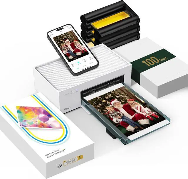Main image of Photo Printer, Phone Printer 100 Sheets & 3 Cartridges, Full-Color Photo, Portable Instant Photo Printer for iPhone Android, Thermal Dye Sublimation, Wi-Fi Picture Printer 100 Papers