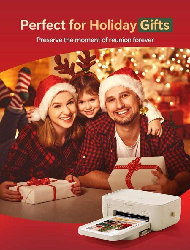 Alt view image 2 of 6 - Photo Printer 4x6,+20 Sheets&1ribbon,Wi-Fi Wireless Instant Picture Printer for iPhone, Android, Smartphone, Thermal Dye-Sublimation Printer,AR Video Printing,Portable Photo Printers for Home Use