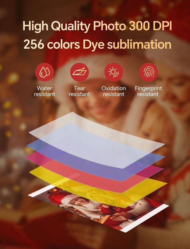 Alt view image 3 of 6 - Photo Printer 4x6,+20 Sheets&1ribbon,Wi-Fi Wireless Instant Picture Printer for iPhone, Android, Smartphone, Thermal Dye-Sublimation Printer,AR Video Printing,Portable Photo Printers for Home Use