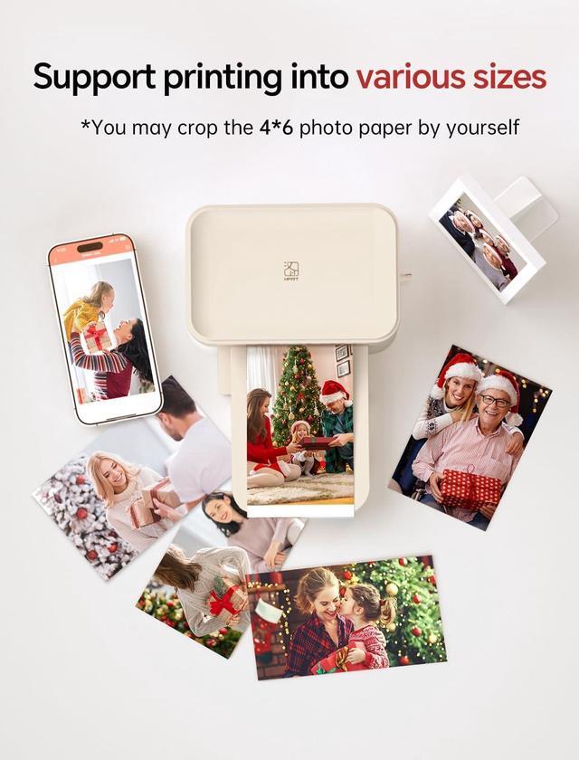 Alt view image 5 of 6 - Photo Printer 4x6,+20 Sheets&1ribbon,Wi-Fi Wireless Instant Picture Printer for iPhone, Android, Smartphone, Thermal Dye-Sublimation Printer,AR Video Printing,Portable Photo Printers for Home Use