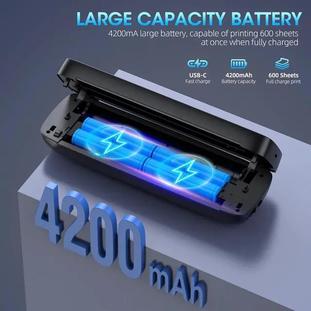 Alt view image 3 of 6 - Portable-Printer with phone holder, Thermal-Wireless-Bluetooth-Mini Inkless-Printer for Travel Support 8.5" X 11" US Letter&Legal A4&A5 Thermal Paper, Compatible with Android and iOS Phone&Laptop