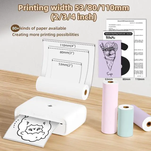 Alt view image 2 of 7 - M04S Bluetooth Portable Printer- 4 inch Thermal Label Printer Bluetooth Photo Sticker Maker Machine Mini Printer Compatible with iOS & Android for Document, Study Notes, Sticker, Label, Journal, White