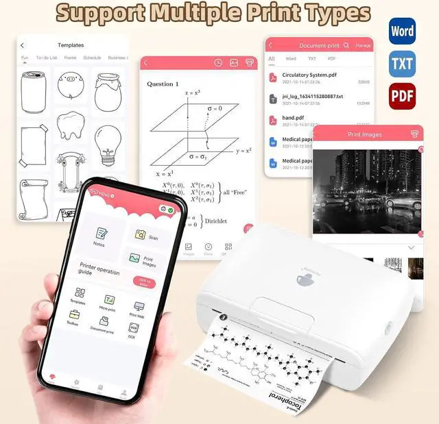 Alt view image 7 of 7 - M04S Bluetooth Portable Printer- 4 inch Thermal Label Printer Bluetooth Photo Sticker Maker Machine Mini Printer Compatible with iOS & Android for Document, Study Notes, Sticker, Label, Journal, White