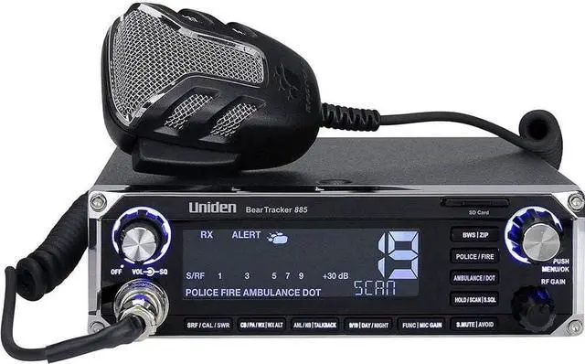 Alt view image 3 of 3 - BEARTRACKER 885 Hybrid Full-Featured CB Radio + Digital TrunkTracking Police/Fire/Ambulance/DOT Scanner w/ BearTracker Warning System Alerts, 40-channel CB, 4-Watts power, 7-color display.