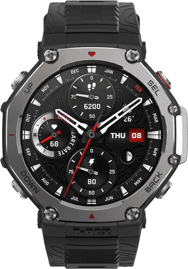 Alt view image 7 of 7 - T-Rex 3 Rugged/Military Smart Watch 48mm, GPS (with Privacy), Offline Maps, Long Battery Life,328 Feet Water-Resistant, 170 Fitness/Sport Modes, AI, Voice Control, for Android or iPhone, Black