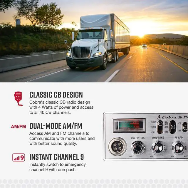 Alt view image 3 of 6 - 29 LTD Classic AM/FM Professional CB Radio - Easy to Operate, Emergency Radio, Instant Channel 9, 4-Watt Output, Full 40 Channels, Adjustable Receiver and SWR Calibration, Black