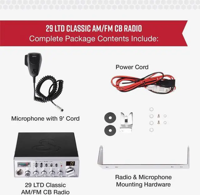 Alt view image 6 of 6 - 29 LTD Classic AM/FM Professional CB Radio - Easy to Operate, Emergency Radio, Instant Channel 9, 4-Watt Output, Full 40 Channels, Adjustable Receiver and SWR Calibration, Black