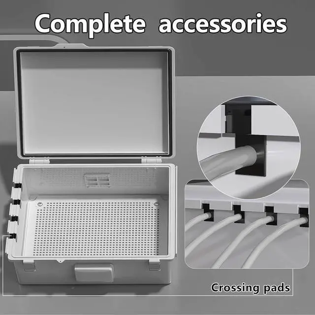 Alt view image 3 of 7 - Electrical Junction Box, Ventilated Design, Cable Grommets, Indoor/Outdoor Use with Mounting Panel & Hinged Cover. Waterproof IP 65. (Grey Cover, 15"x11"x5.1")