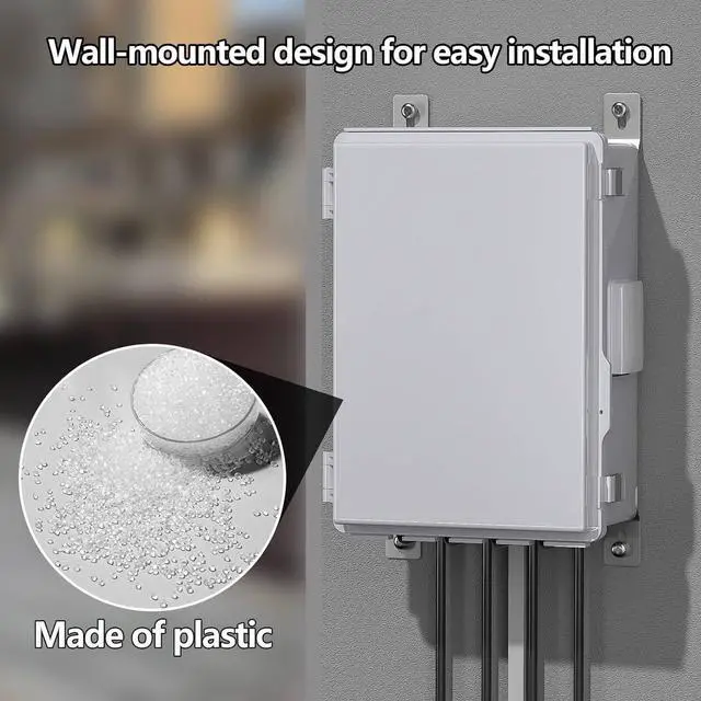 Alt view image 4 of 7 - Electrical Junction Box, Ventilated Design, Cable Grommets, Indoor/Outdoor Use with Mounting Panel & Hinged Cover. Waterproof IP 65. (Grey Cover, 15"x11"x5.1")